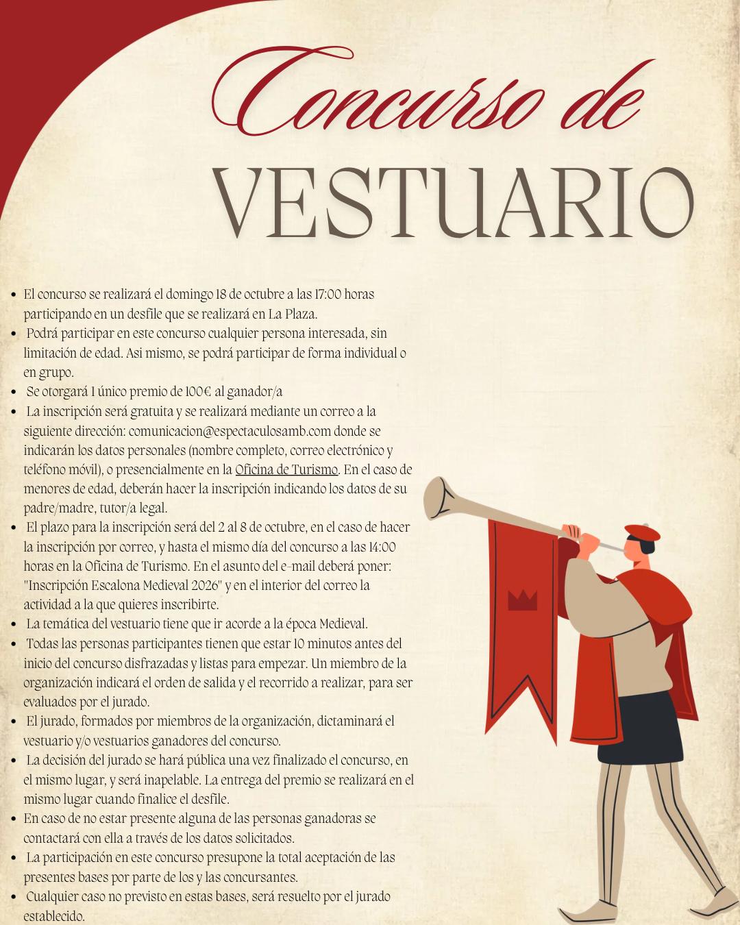 Bases del Concurso de vestuario de las V Jornadas Medievales de Escalona 2026