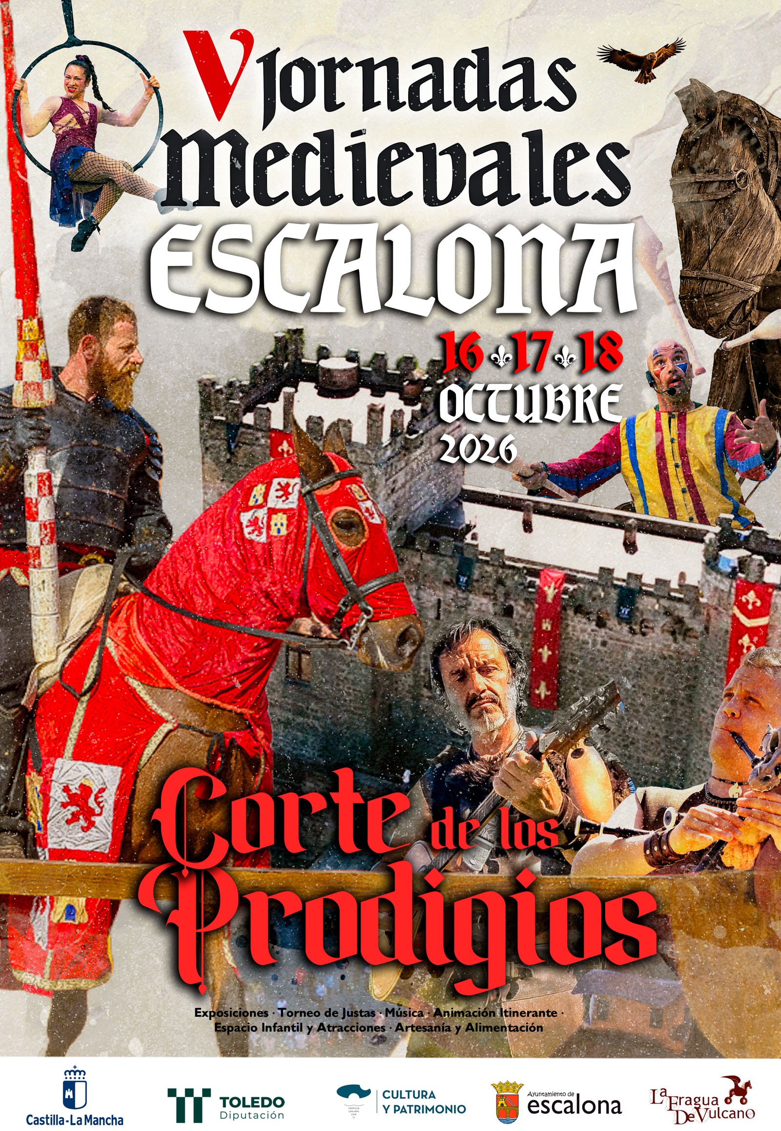 Cartel oficial de las V Jornadas Medievales de Escalona, 16 a 18 de octubre de 2026