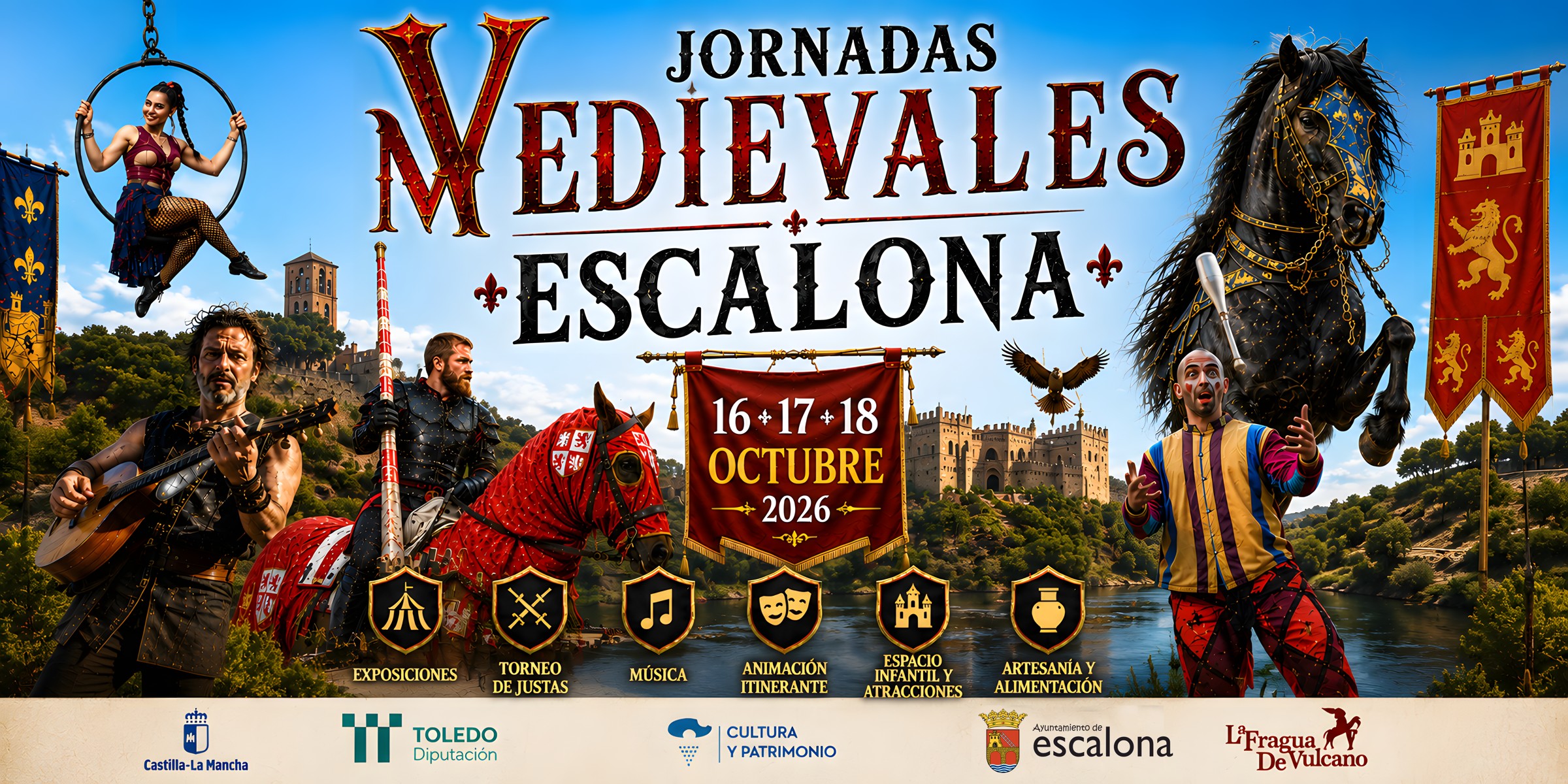 Panel oficial de las V Jornadas Medievales de Escalona: 16, 17 y 18 de octubre de 2026
